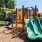 a playground with a slide